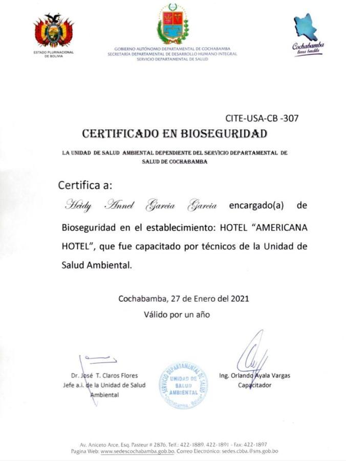 Americana Hotel Cochabamba Esterno foto